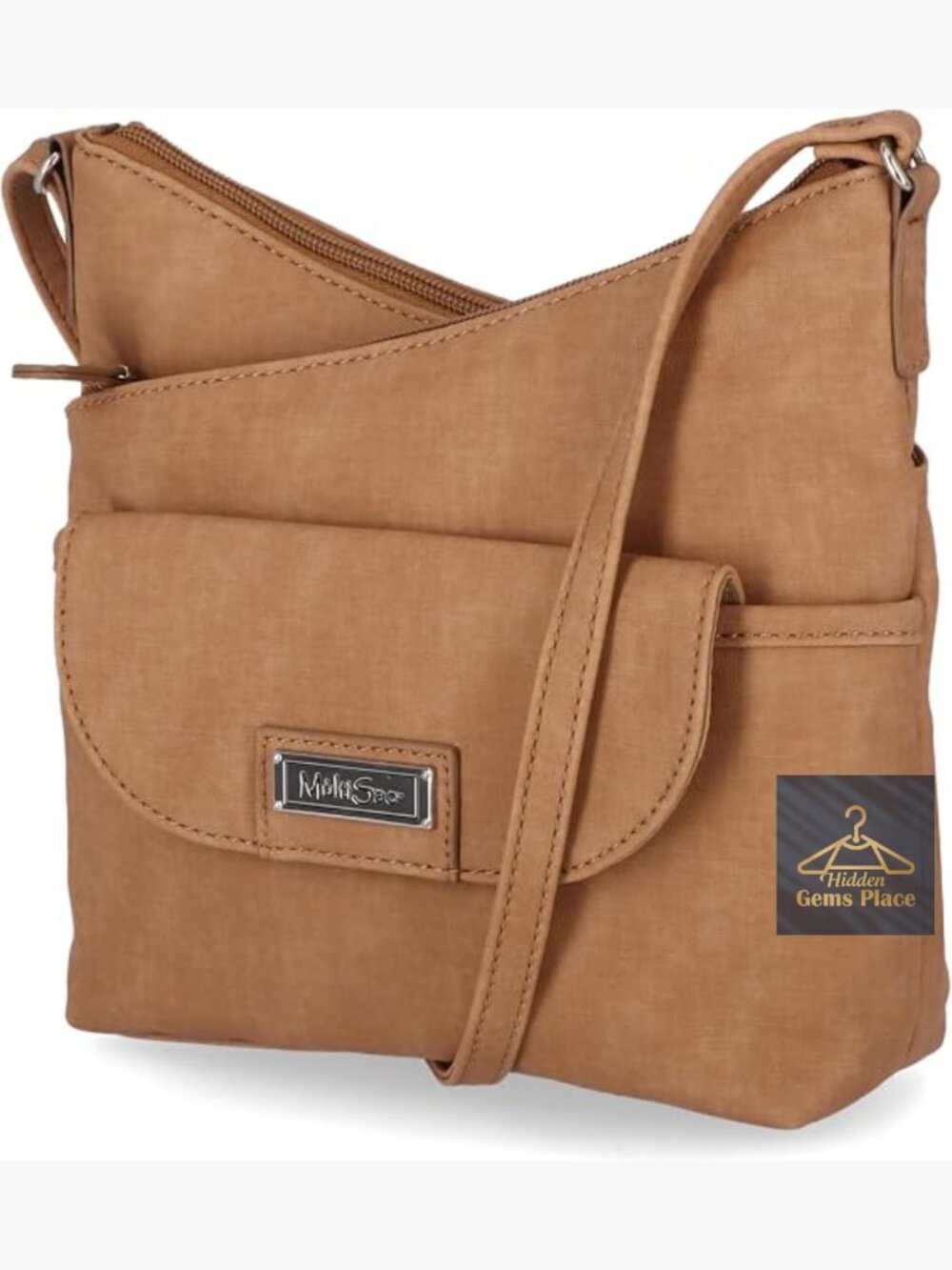 Vegan Leather Crossbody Bag with Multiple Pockets, Adjustable Strap